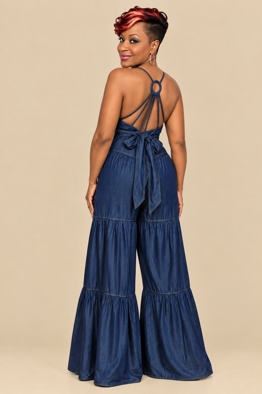 Wide leg denim pants